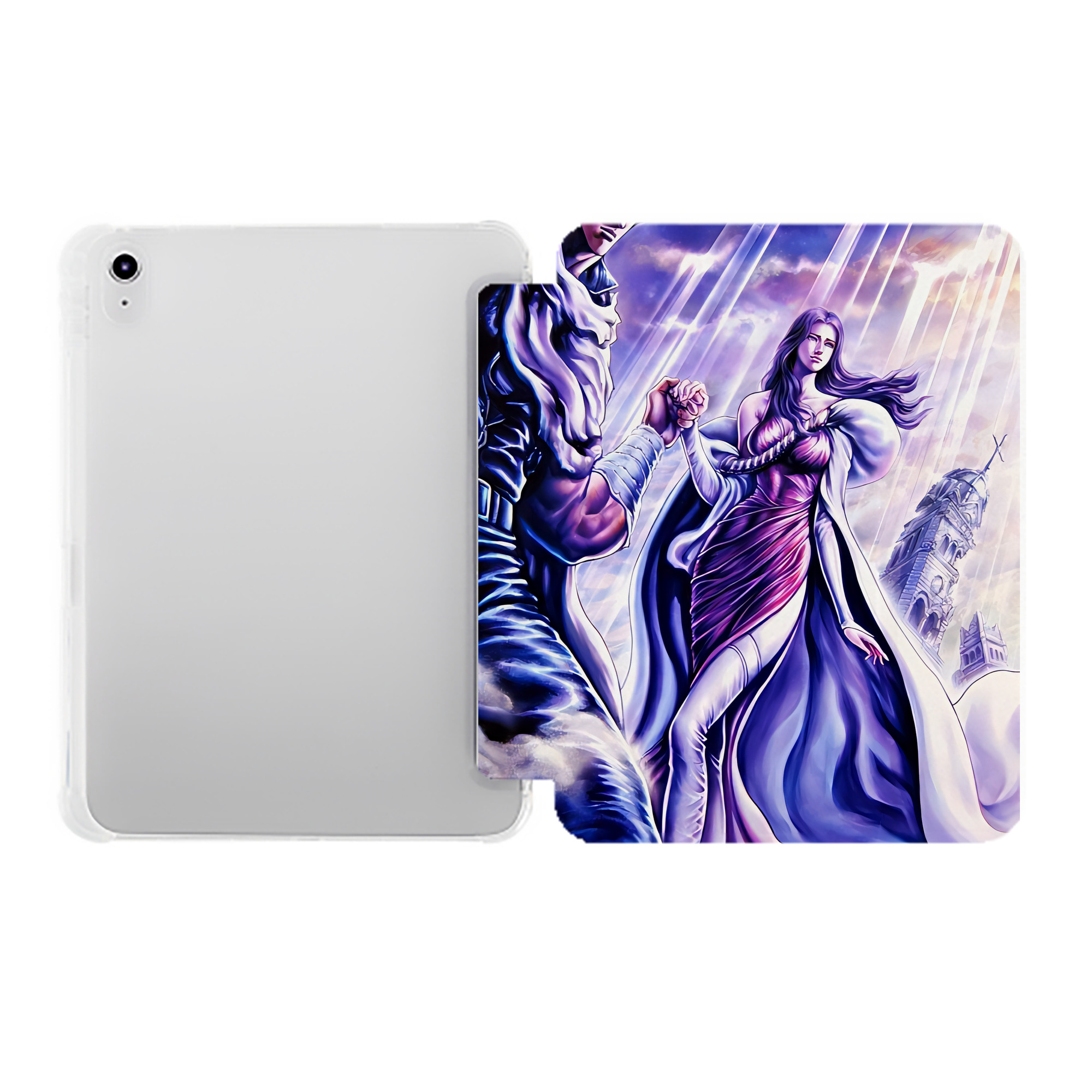（画像用） 北斗の拳 Fist of the North Star IPad ケース ペン収納付き 三つ折りスタンド PUレザー×シリコン 対応機種9.5/10.5/10.9インチ